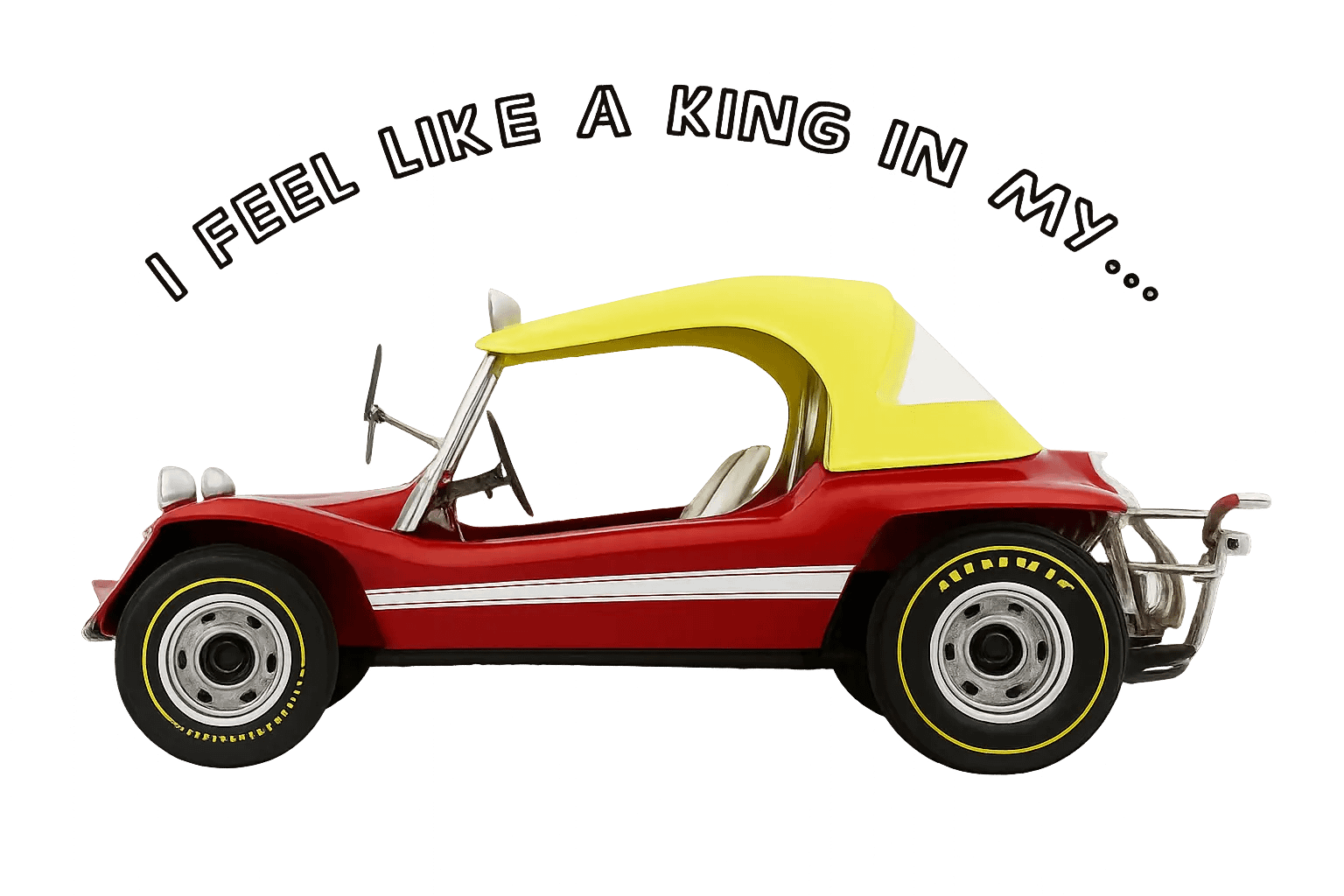 Rotes Buggy mit gelben Helmchen